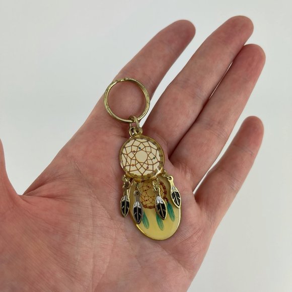 VINTAGE 🪶 DREAM CATCHER KEYCHAIN . DREAMCATCHER FEATHER NATIVE VIBE KEY RING - Picture 5 of 12